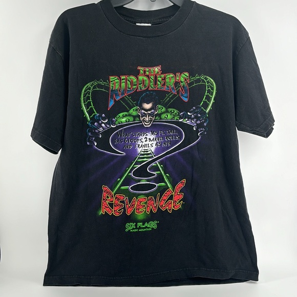 Vintage 1998 Riddlers Revenge six flags Magic Mountain T-shirt - Picture 1 of 9